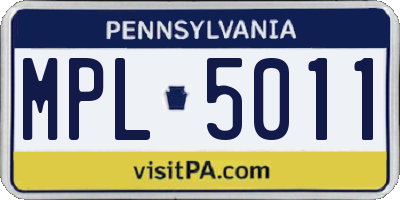 PA license plate MPL5011
