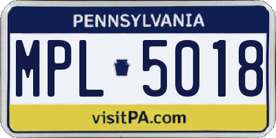 PA license plate MPL5018