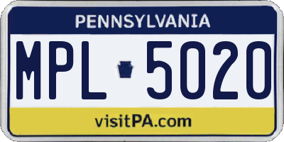 PA license plate MPL5020
