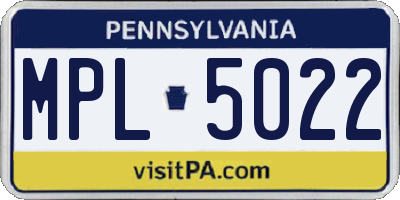 PA license plate MPL5022