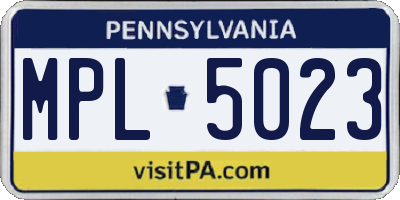 PA license plate MPL5023