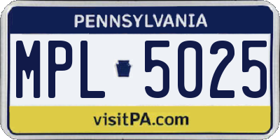 PA license plate MPL5025