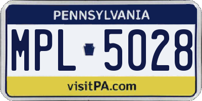 PA license plate MPL5028