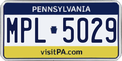 PA license plate MPL5029