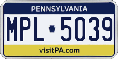 PA license plate MPL5039