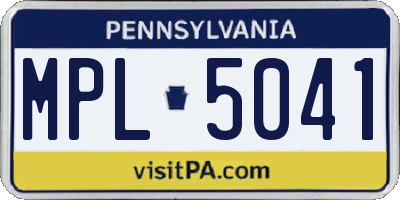 PA license plate MPL5041