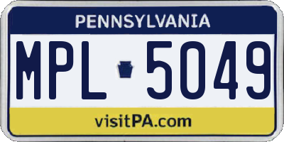 PA license plate MPL5049