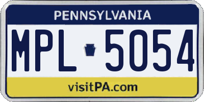 PA license plate MPL5054
