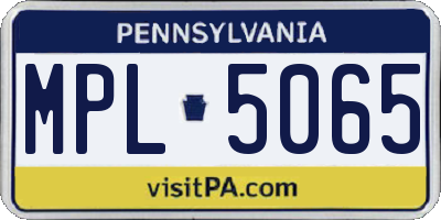 PA license plate MPL5065
