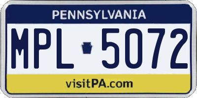 PA license plate MPL5072
