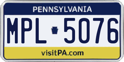 PA license plate MPL5076
