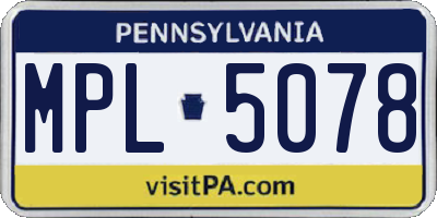 PA license plate MPL5078
