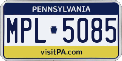 PA license plate MPL5085