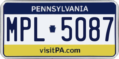 PA license plate MPL5087