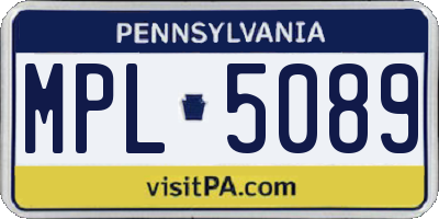 PA license plate MPL5089