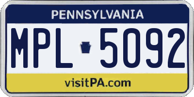 PA license plate MPL5092