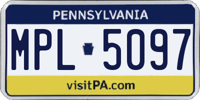 PA license plate MPL5097