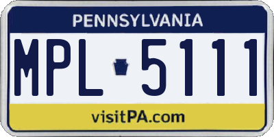 PA license plate MPL5111