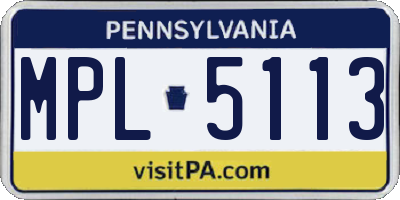 PA license plate MPL5113