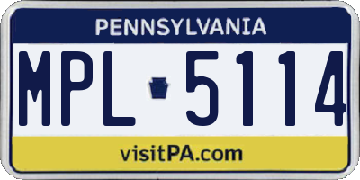 PA license plate MPL5114