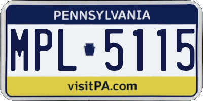 PA license plate MPL5115
