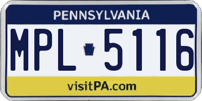 PA license plate MPL5116