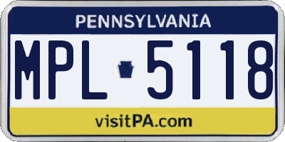 PA license plate MPL5118