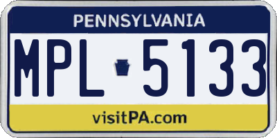 PA license plate MPL5133