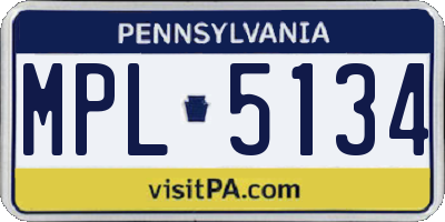 PA license plate MPL5134