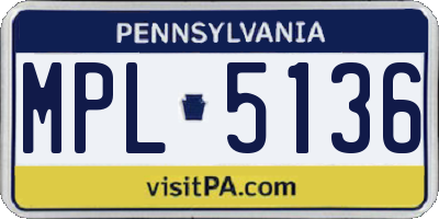 PA license plate MPL5136