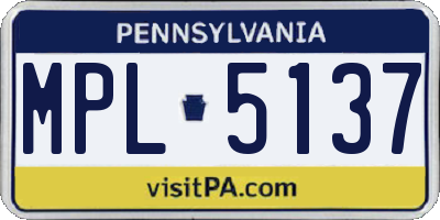 PA license plate MPL5137