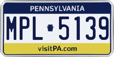 PA license plate MPL5139