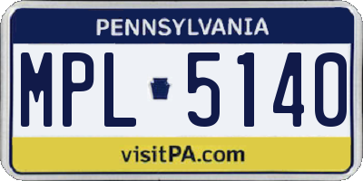 PA license plate MPL5140