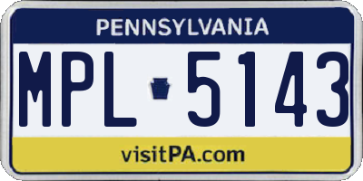 PA license plate MPL5143