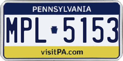 PA license plate MPL5153
