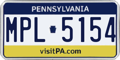 PA license plate MPL5154