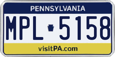 PA license plate MPL5158