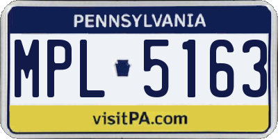 PA license plate MPL5163