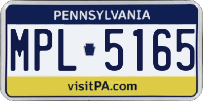 PA license plate MPL5165