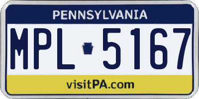 PA license plate MPL5167