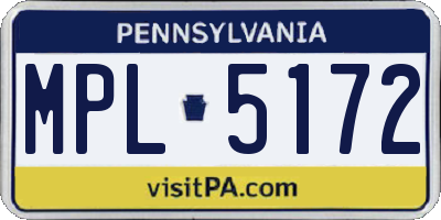 PA license plate MPL5172