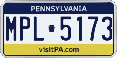PA license plate MPL5173