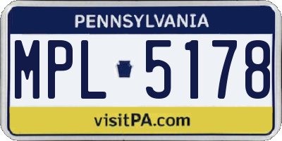 PA license plate MPL5178