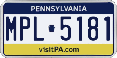 PA license plate MPL5181