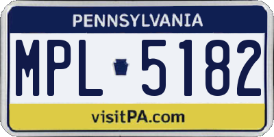 PA license plate MPL5182