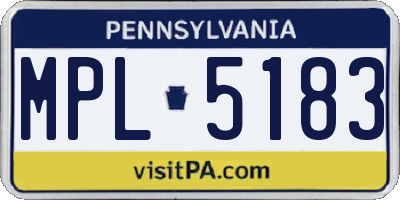 PA license plate MPL5183