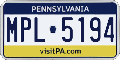 PA license plate MPL5194