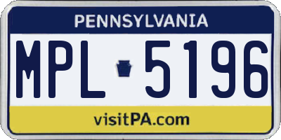 PA license plate MPL5196