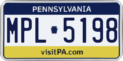 PA license plate MPL5198