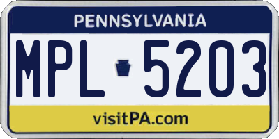 PA license plate MPL5203